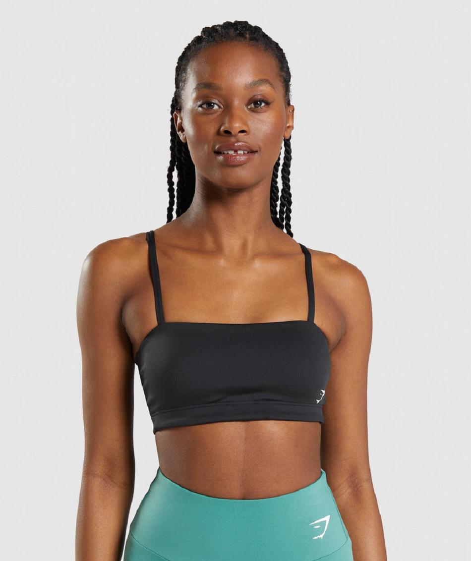 Staniki Sportowe Damskie Gymshark Bandeau Czarne | PL 2890XYU